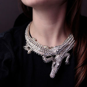 5 ⭐️ Rated Silver Crocodile Alligator Necklace